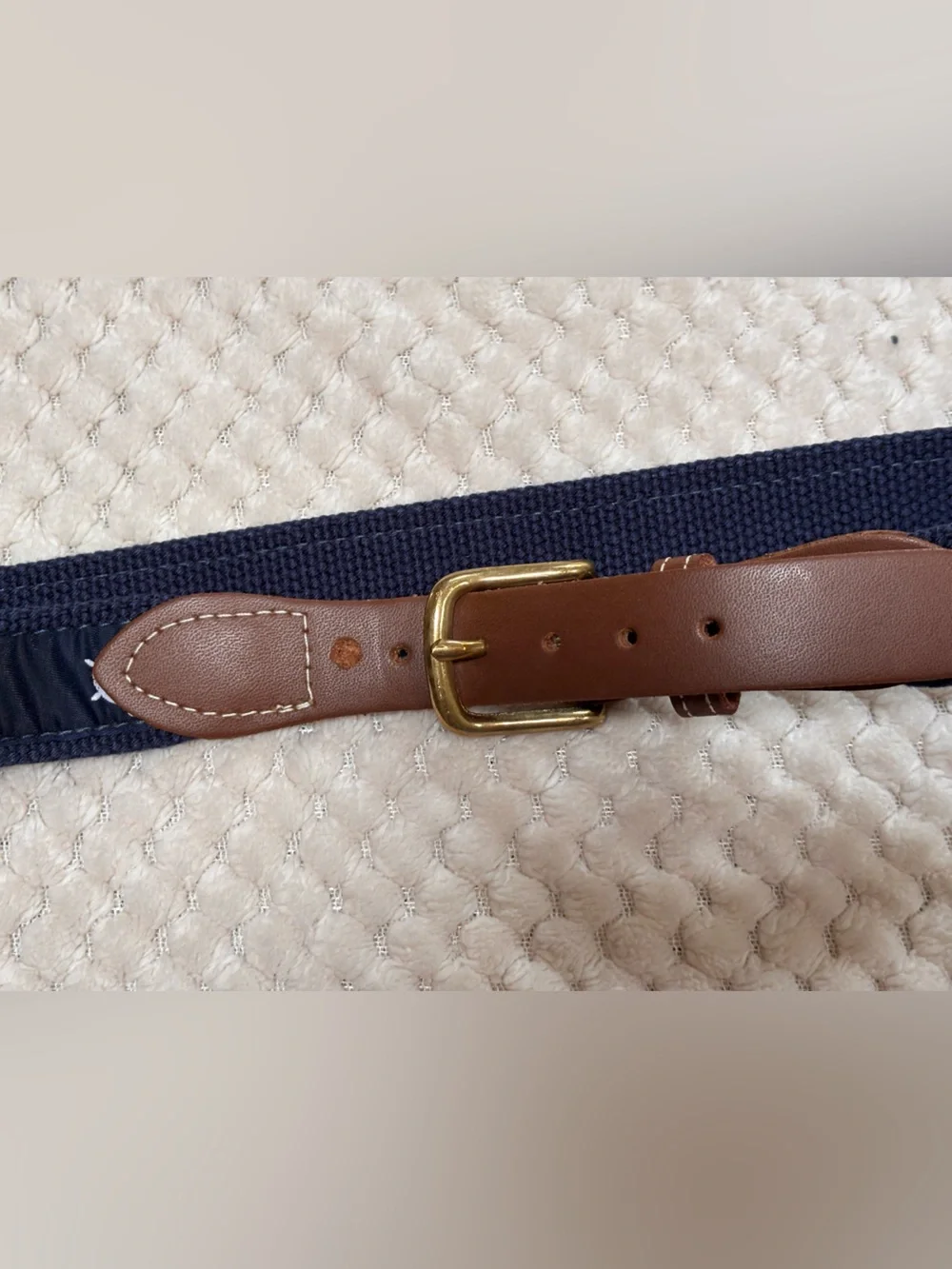 Vintage Skippers Leather & Blue Canvas Belt with Nautical Code Flags Size 32/33
